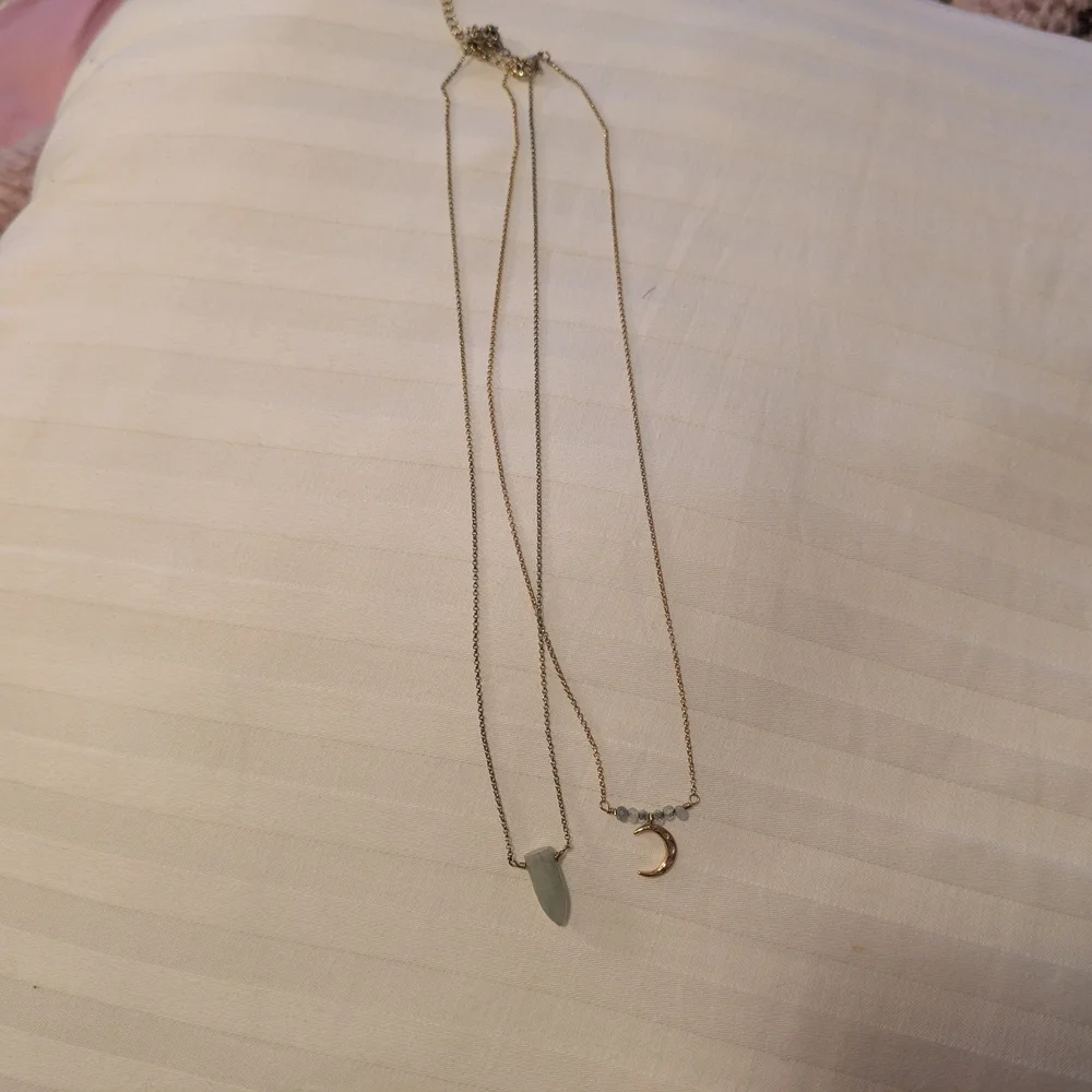 Celestial Crystal And Crescent Moon Necklace Set - Picture 2 of 3